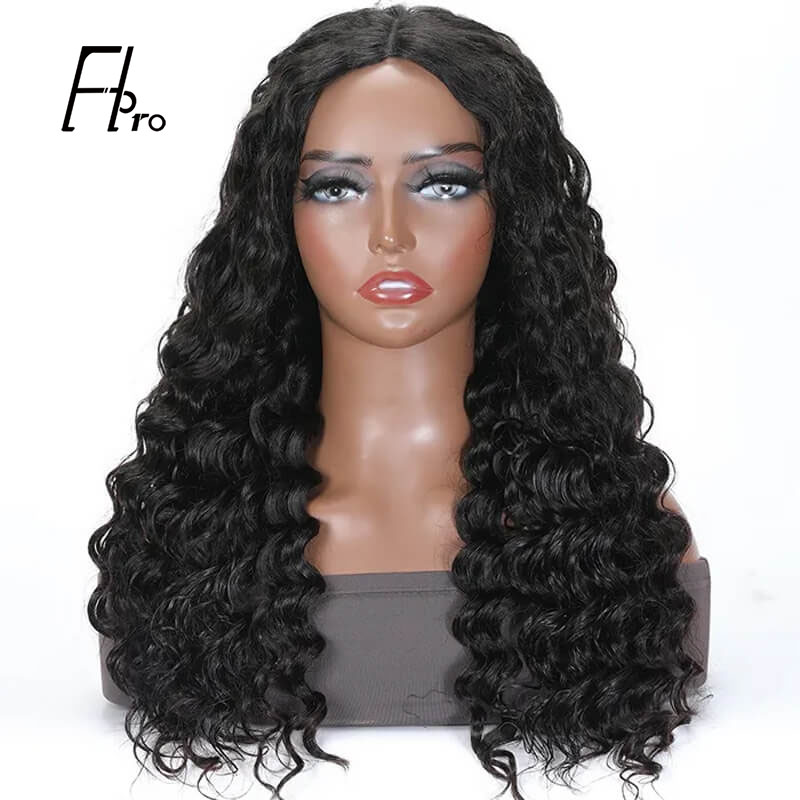 V Part Wig Deep Wave Glueless Hair Wig 0 Skill Needed Wig